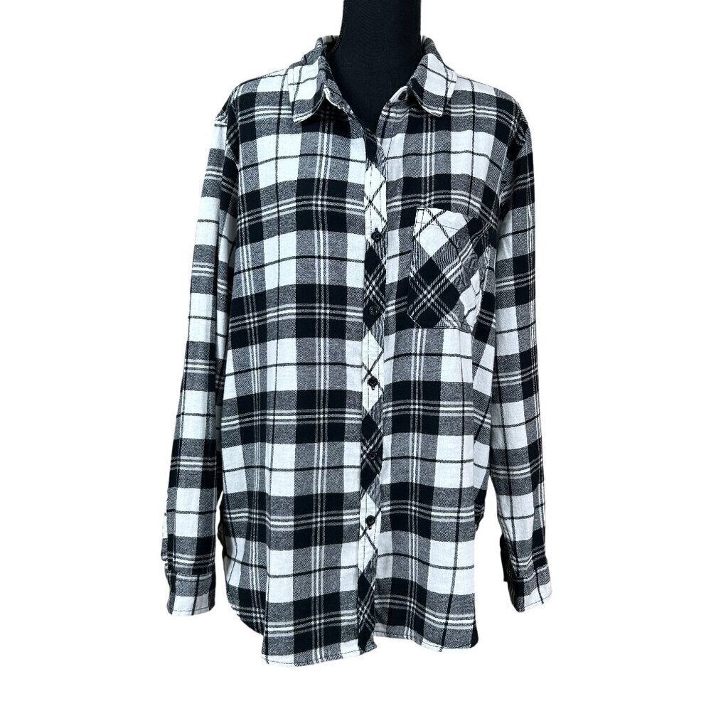 Black & White Plaid Button-Down Shirt